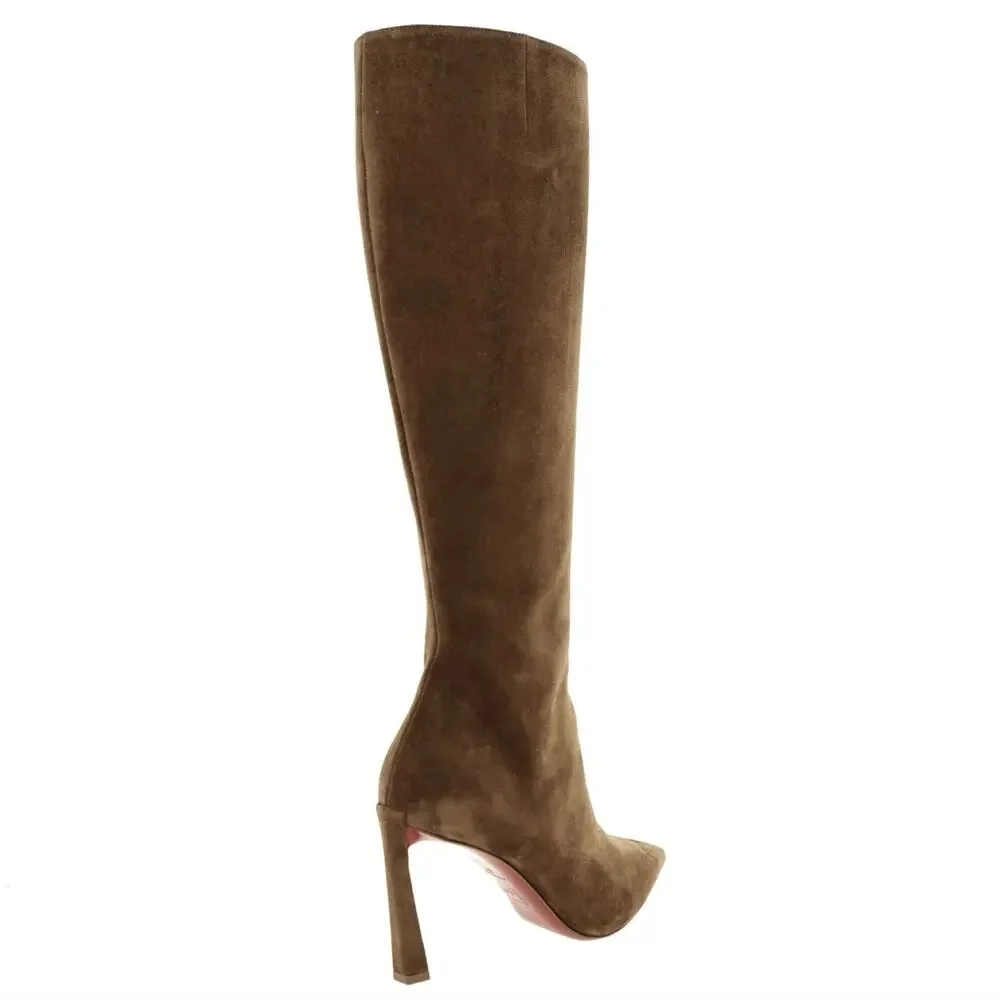 New Christian Louboutin Condora Botta 85 Brown Suede Boots Size 40 US 10 Women